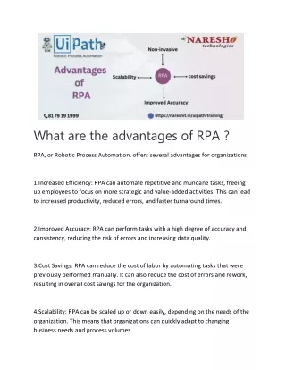 What are the advantages of RPA