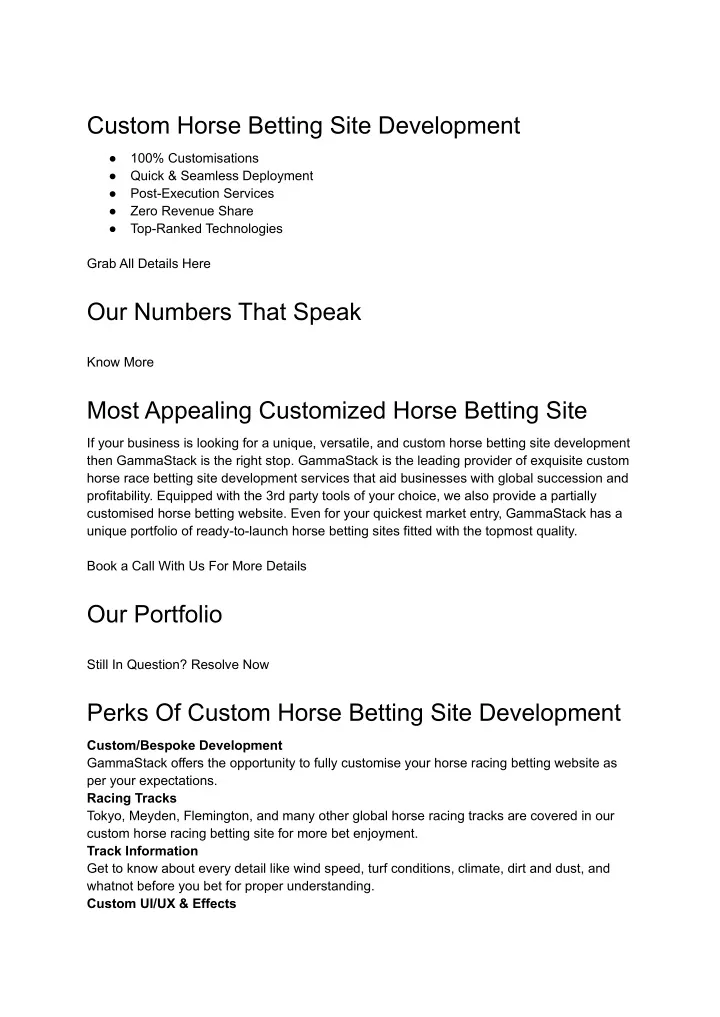 custom horse betting site development