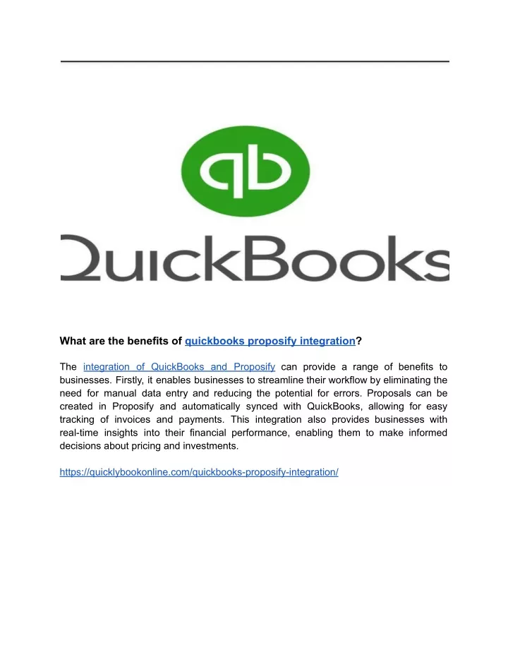 what are the benefits of quickbooks proposify