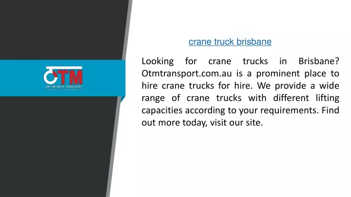 crane truck brisbane