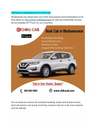 cab service in bhubaneswar from chiku cab