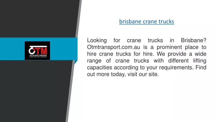 brisbane crane trucks