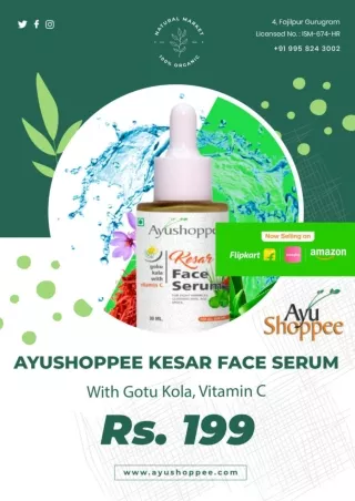 Buy Ayushoppee Kesar Face serum With Gotu Kola, Vitamin C  @ INR 199 - AyuShoppe