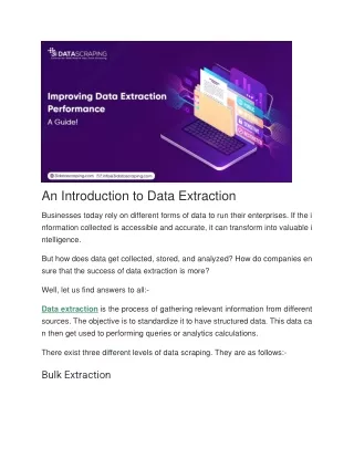Improving Data Extraction Performance