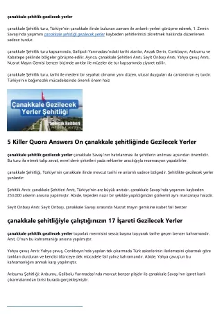 anakkale ehitlik gezilecek yerler