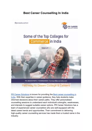 Best Career Counselling In India | PR Career Solutions