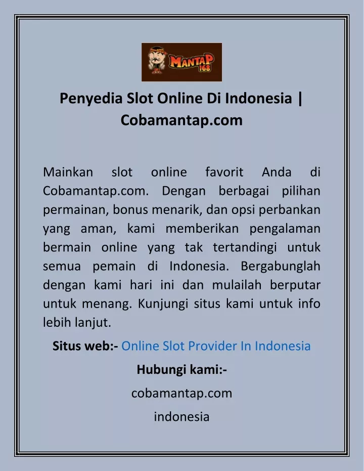 penyedia slot online di indonesia cobamantap com