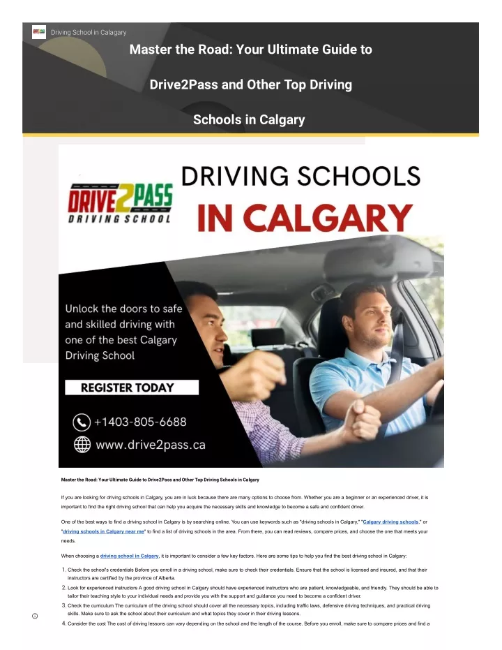 driving school in calagary