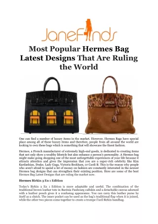 Most Popular Hermes Bag Latest Designs That Are Ruling the World
