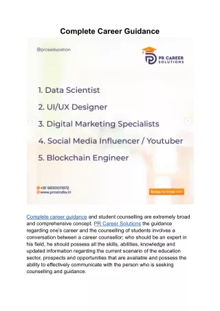 Complete Career Guidance | PR Career Solutions