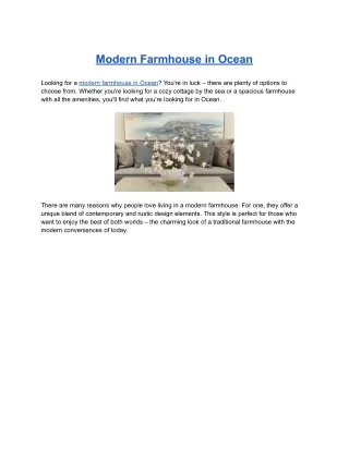 modern farmhouse in ocean