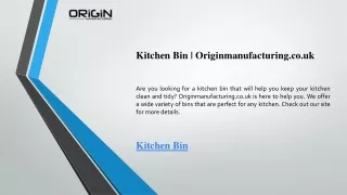 Kitchen Bin  Originmanufacturing.co.uk
