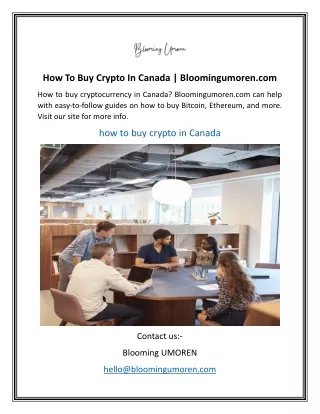 How To Buy Crypto In Canada | Bloomingumoren.com