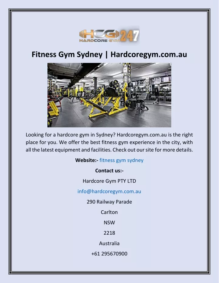 fitness gym sydney hardcoregym com au