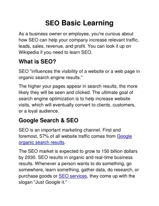 SEO Basic Learning