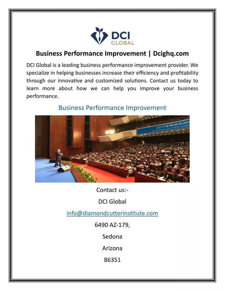 business performance improvement dcighq com