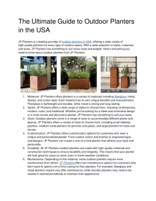 The Ultimate Guide to Outdoor Planters in the USA