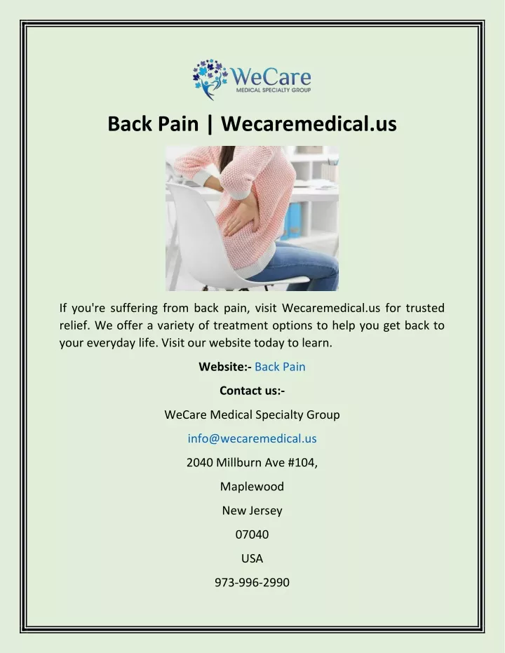 back pain wecaremedical us