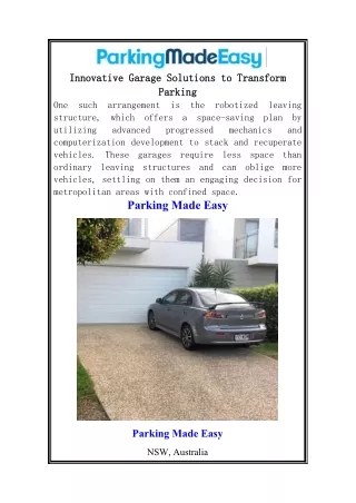 Innovative Garage Solutions to Transform Parking