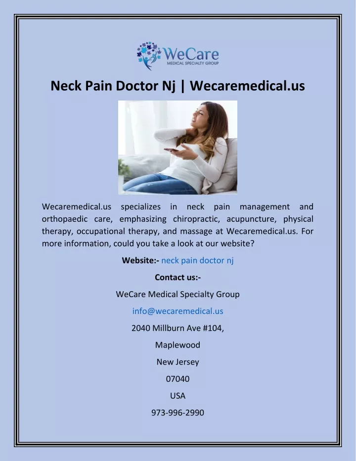 neck pain doctor nj wecaremedical us