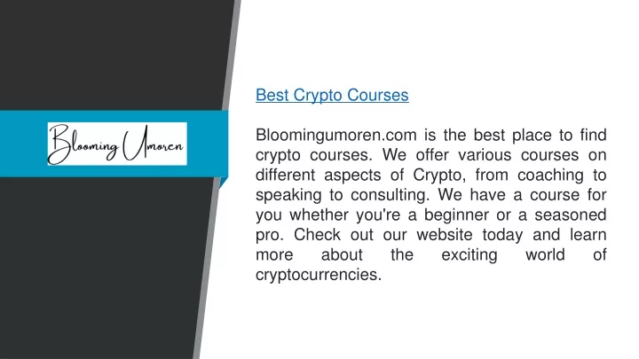 best crypto courses bloomingumoren