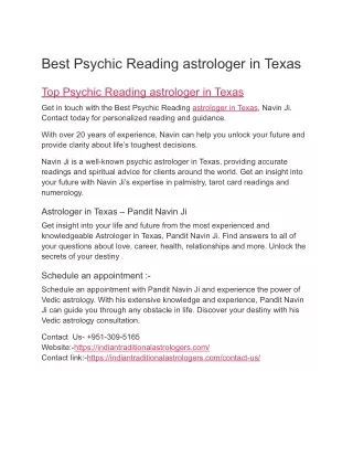 Best Psychic Reading astrologer in Texas