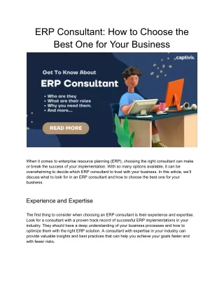 ERP Consultant: How to Choose the Best One for Your Business