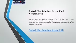 Optical Fiber Solutions Service Uae Novanodit.com