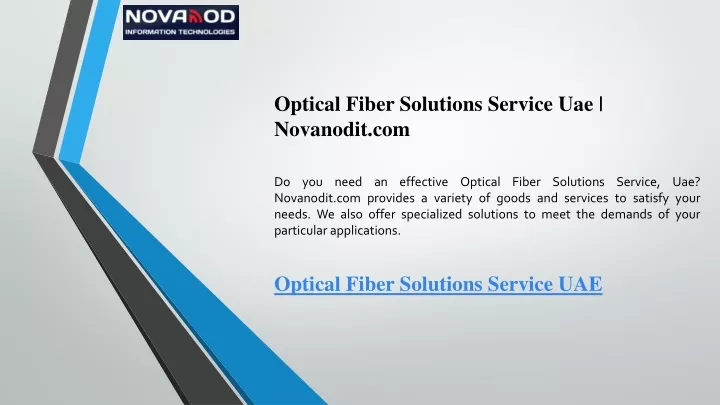 optical fiber solutions service uae novanodit