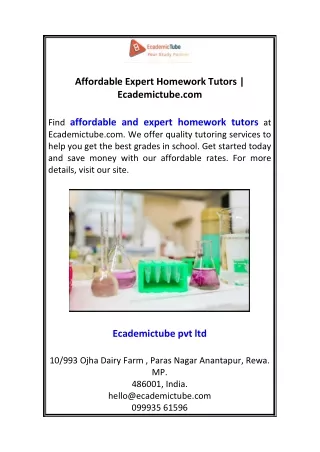 Affordable Expert Homework Tutors  Ecademictube.com