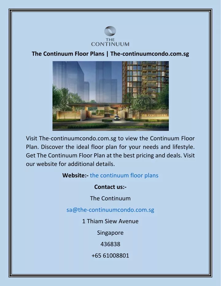 the continuum floor plans the continuumcondo