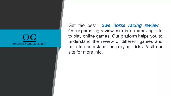 get the best 3we horse racing review