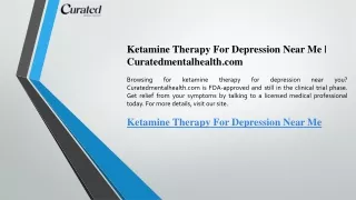 Ketamine Therapy For Depression Near Me  Curatedmentalhealth.com