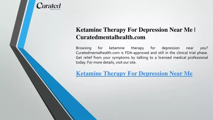 ketamine therapy for depression near