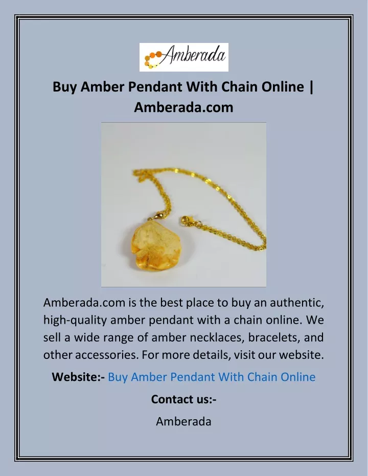 buy amber pendant with chain online amberada com