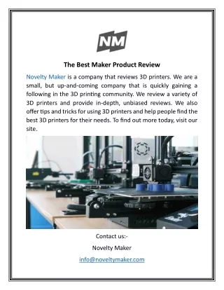 The Best Maker Product Review