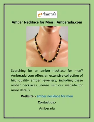 Amber Necklace for Men  Amberada