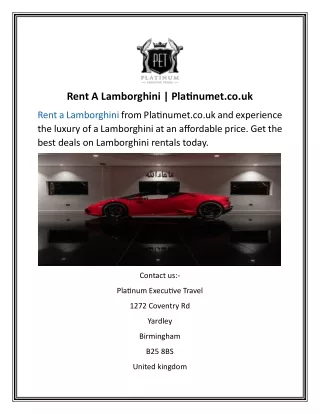 Rent A Lamborghini | Platinumet.co.uki
