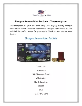 Shotgun Ammunition For Sale | Truarmory.com