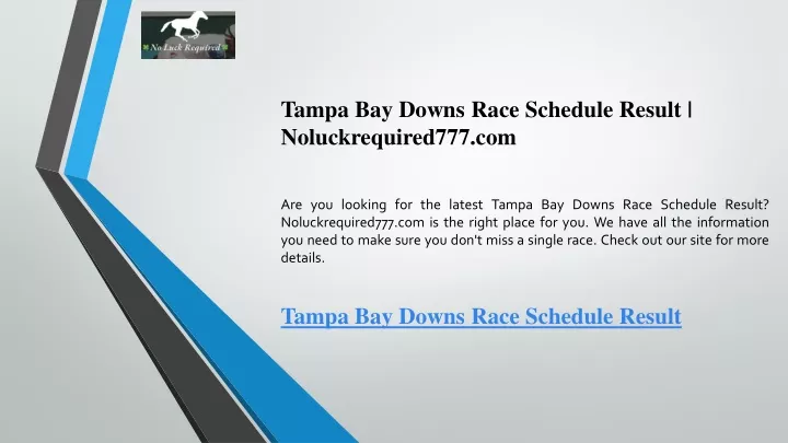 tampa bay downs race schedule result