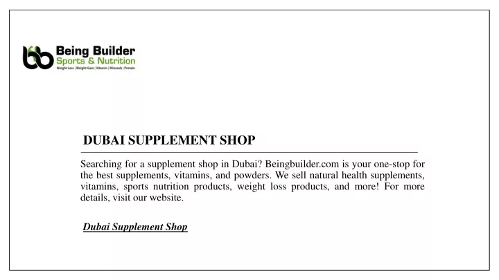 dubai supplement shop