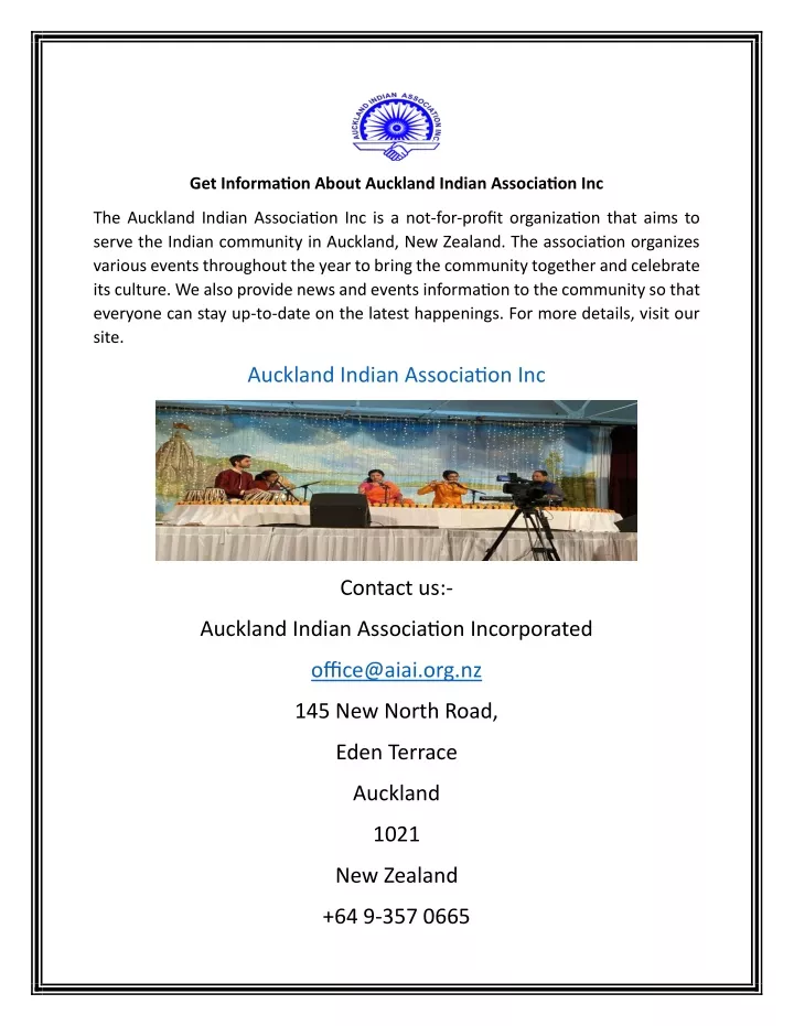 get information about auckland indian association