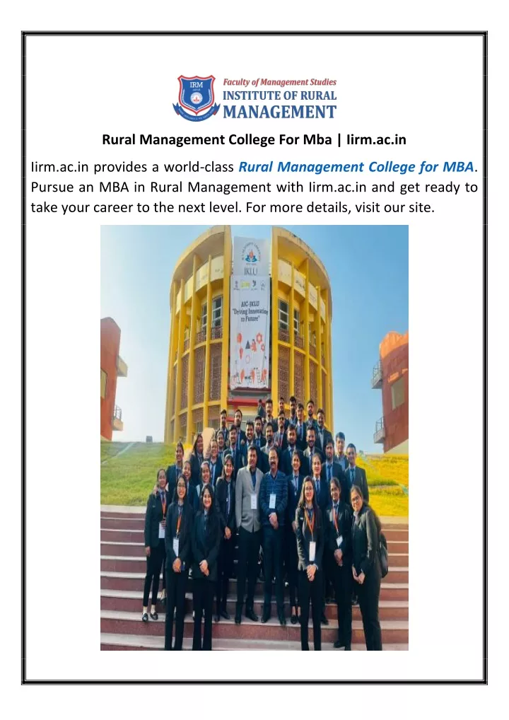 rural management college for mba iirm ac in