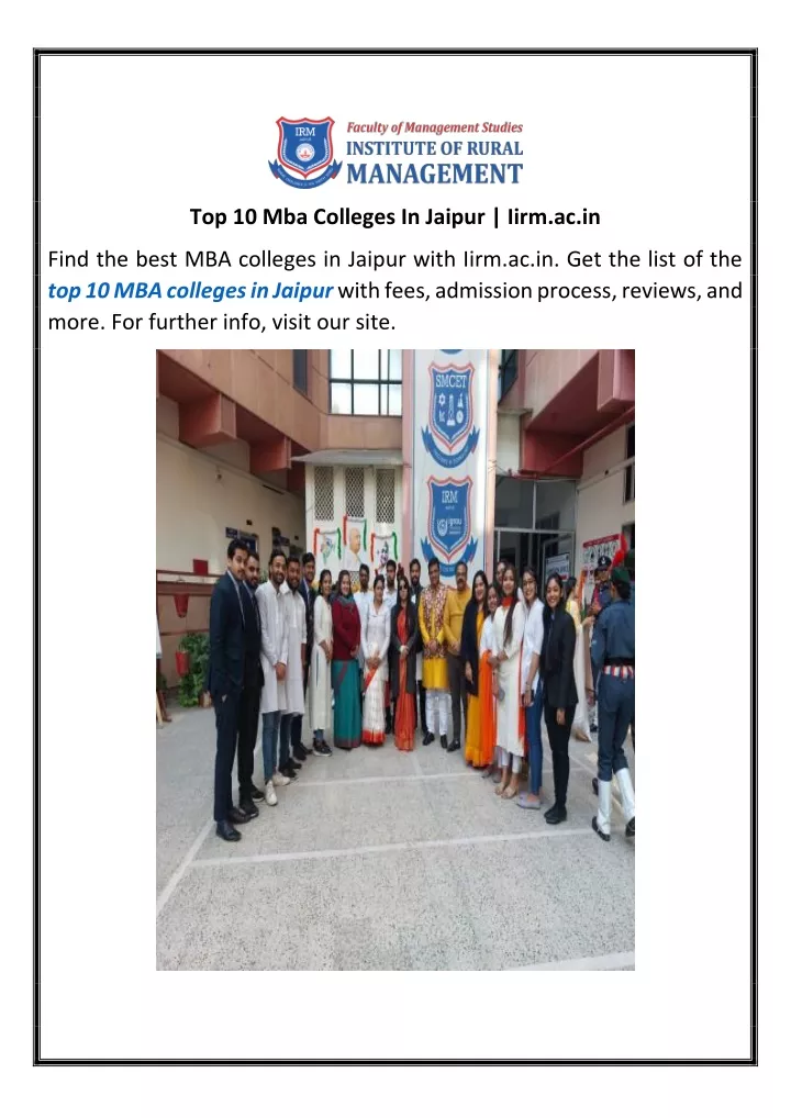 top 10 mba colleges in jaipur iirm ac in