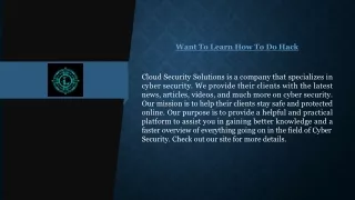 Want To Learn How To Do Hack