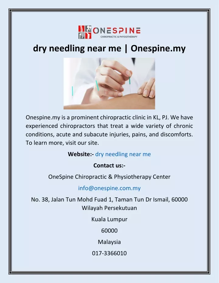 dry needling near me onespine my