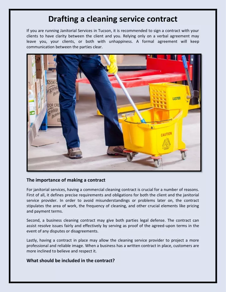 drafting a cleaning service contract