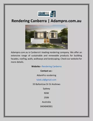 rendering canberra adampro com au