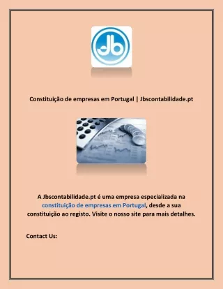 Constituição de empresas em Portugal | Jbscontabilidade.pt