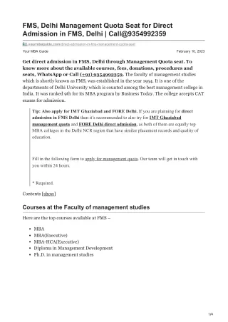 fms delhi management quota seat for direct